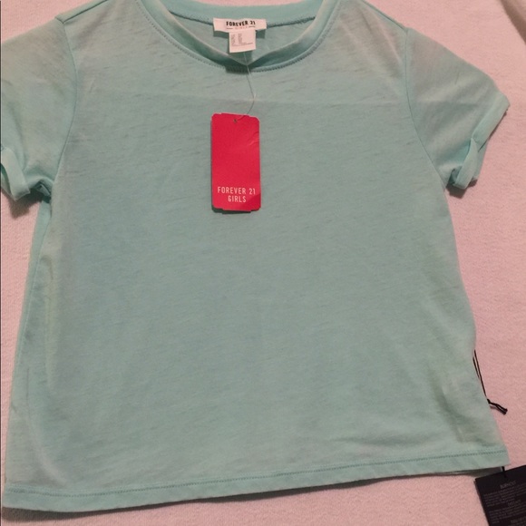 Forever 21 Girls Mint Sheer Short Sleeve 5/6 Shirt - Picture 10 of 13